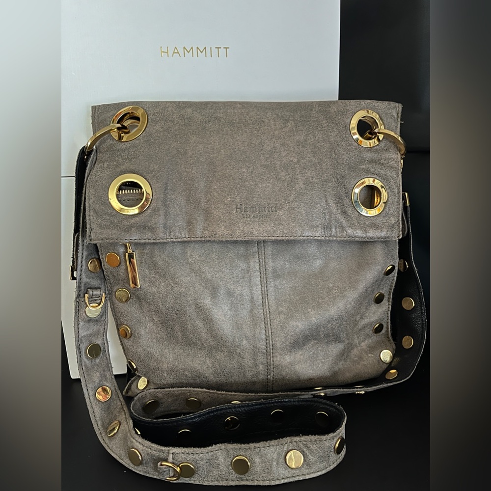 EUC Hammitt *Montana Reversible Lrg- Pewter/Black Gold
